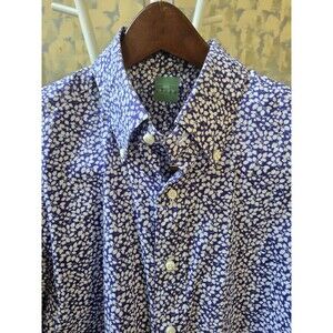 Sid Mashburn Men's Sz L  Royal Blue Floral Button Down Collar Sport Shirt Casual
